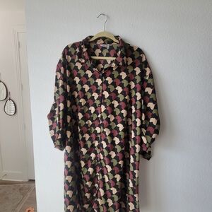 Geometric Patterned Button-Up Dress